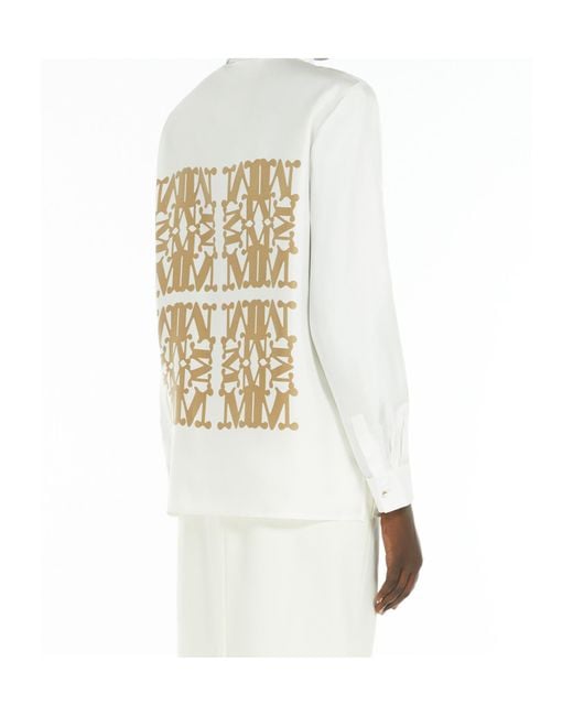Max Mara White Logo Printed Long-Sleeved Shirt