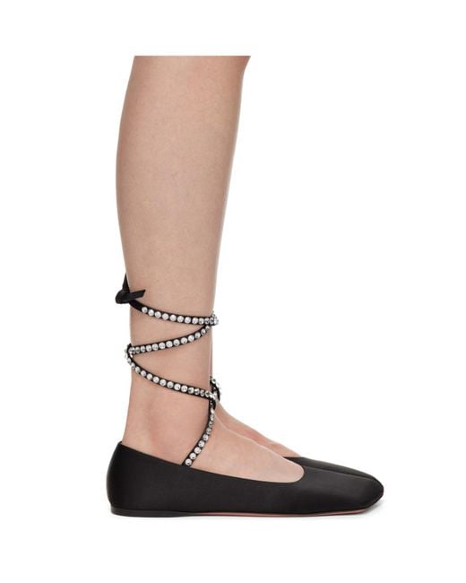 AMINA MUADDI White Ane Lace Up Ballerina Flats