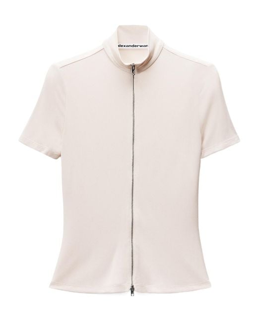 Alexander Wang White Rashguard Mock Neck Zipped Top