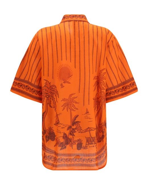 ALÉMAIS Orange Printed Oversized Shirt