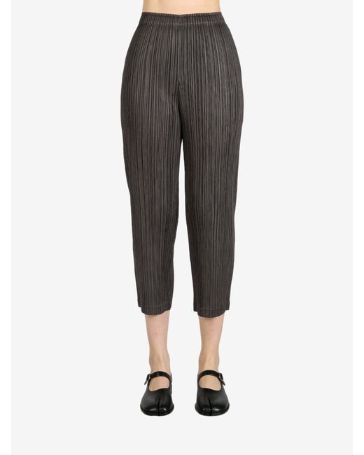 Pleats Please Issey Miyake Gray Straight-Leg Trousers