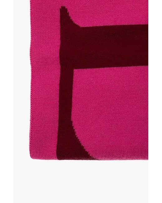 Lanvin Pink Logo Scarf