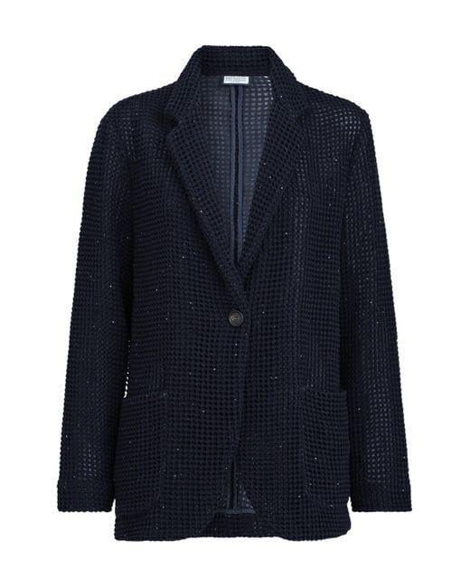 Brunello Cucinelli Blue Long-Sleeves Blazer