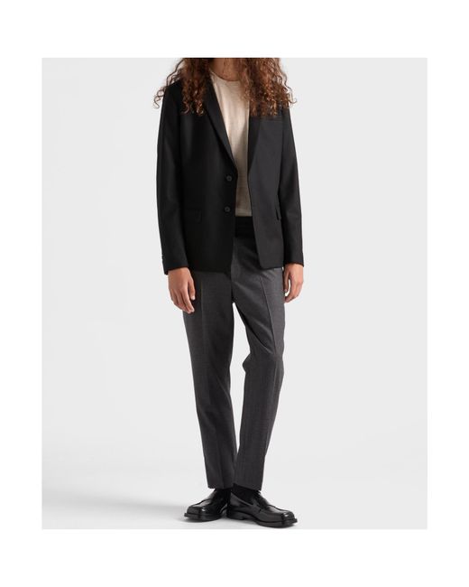Prada Black Single-Breasted Wool Blend Jacket for men