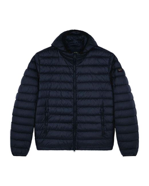 Paul & Shark Blue Hooded Quilted Jacket for men