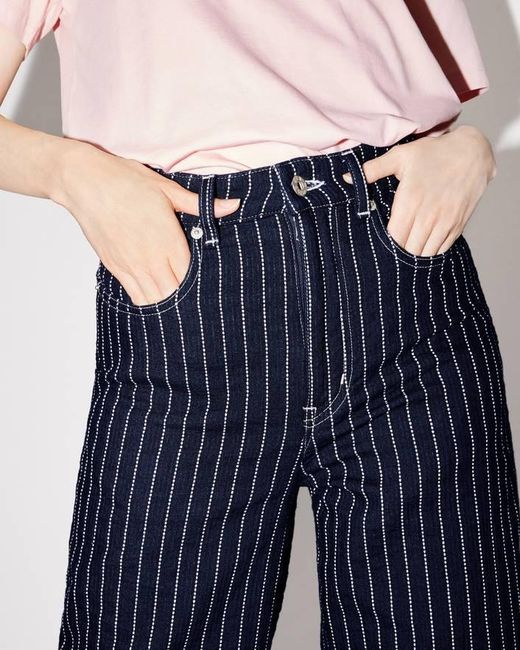 KENZO Blue Sashiko Stitch Wide Leg Jeans