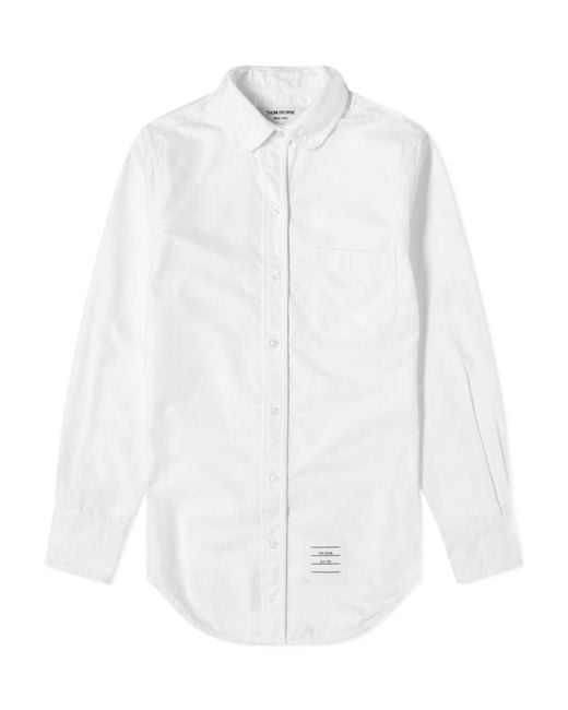 Thom Browne White Round-Collar Stripe Detail Shirt