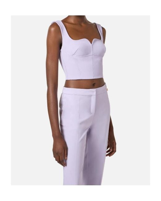 Elisabetta Franchi Purple Structured Crop Top