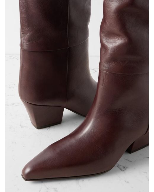 Paris Texas Brown Solid Color Leather Knee Boots
