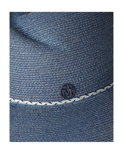 Maison Michel Blue Logo Plaque Virginie Fedora Hat