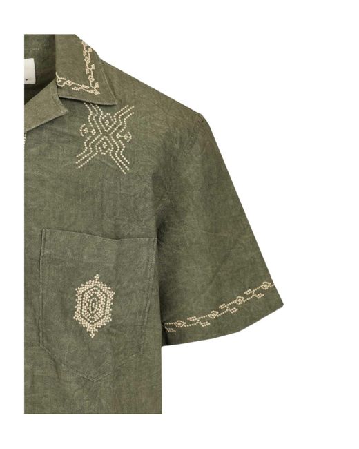 Isabel Marant Green Zekim Embroidered Short-Sleeve Shirt for men