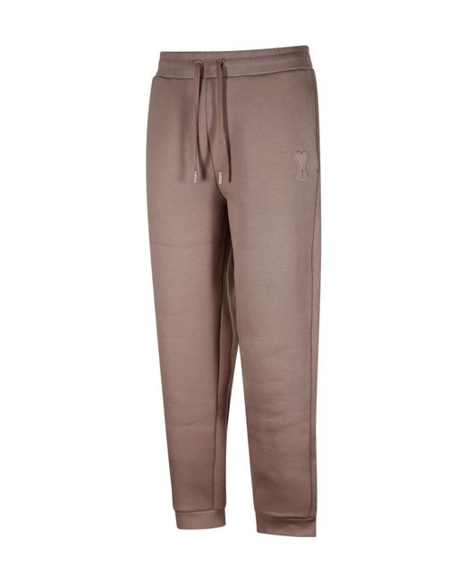 AMI Brown Ami Logo Embossed Drawstring Track Pants for men