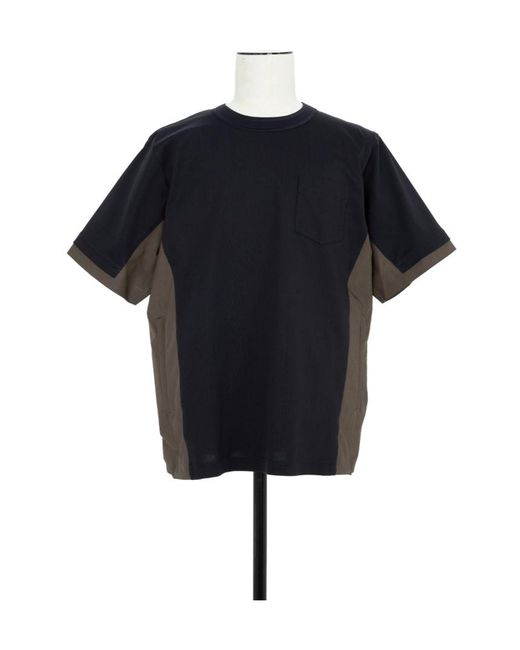 Sacai Black Crewneck Short-Sleeved T-Shirt for men