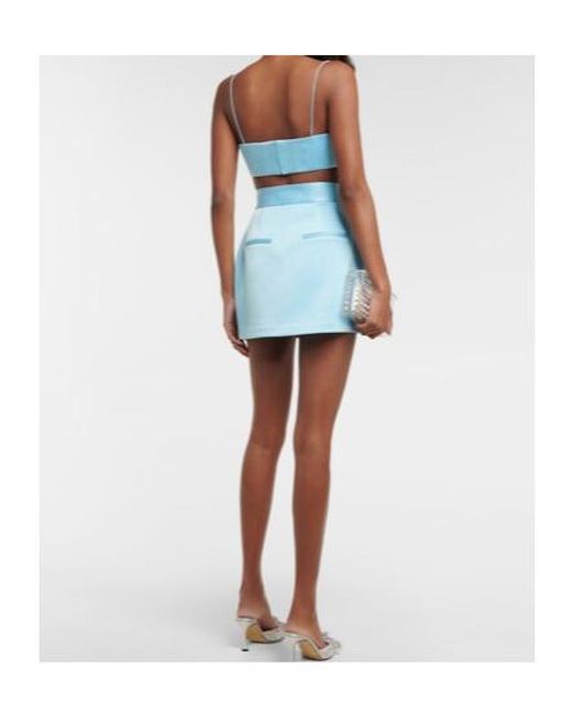 Alex Perry Blue Carva Satin Crêpe Crop Top