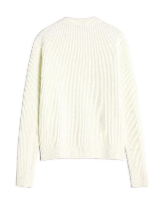Maison Kitsuné White Maison Kitsuné Fox Head Ribbed Knit Cardigan for men
