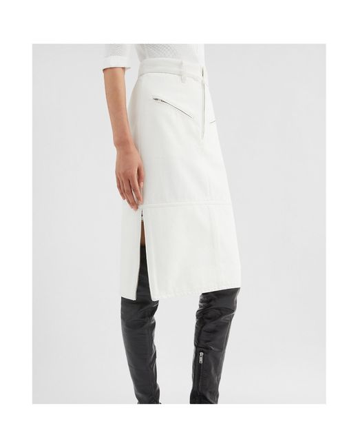 Jil Sander White High-Waist Pencil Skirt