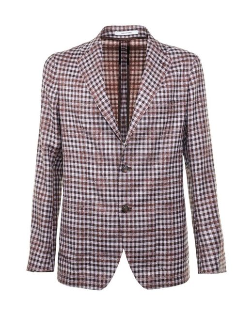 Tagliatore Purple Checked Single-Breasted Blazer for men