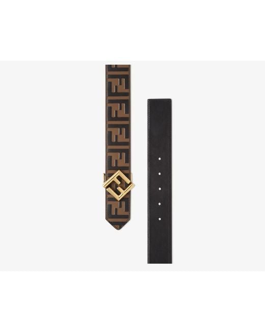 Fendi White Ff Diamonds Buckled Reversible Belt