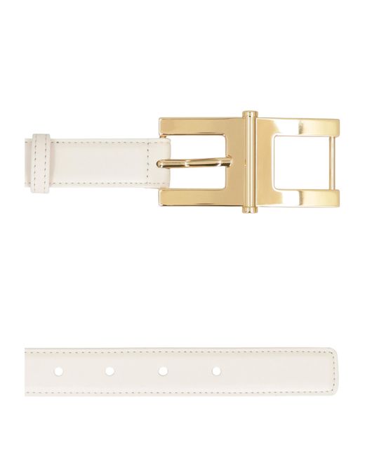 Elisabetta Franchi White Logo Buckle Belt