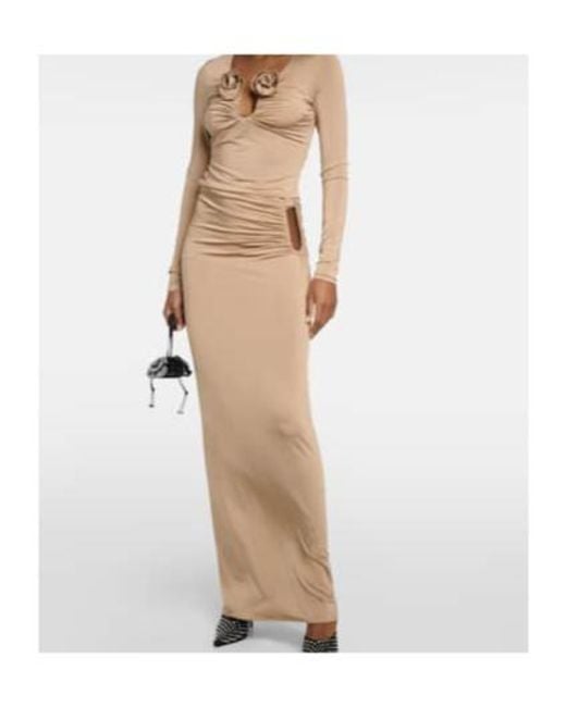 Magda Butrym Natural Ruched Mid-Rise Maxi Skirt