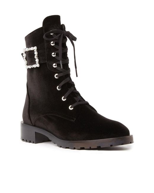 Stuart Weitzman Black 40Mm Buckle-Fastening Lace-Up Boots