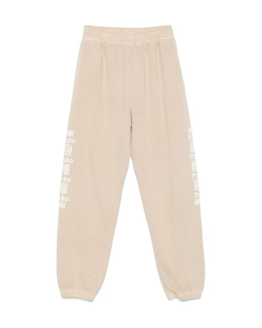 Pinko White Logo Print Jogger Pants