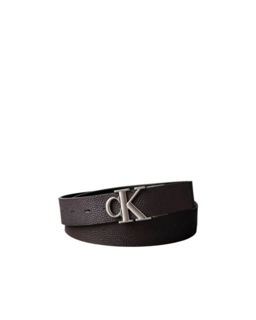 Calvin Klein White Tumbled Leather Buckle Belt for men