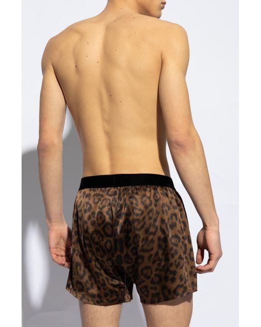 Tom Ford Black Leopard-Print Stretch-Silk Boxers for men