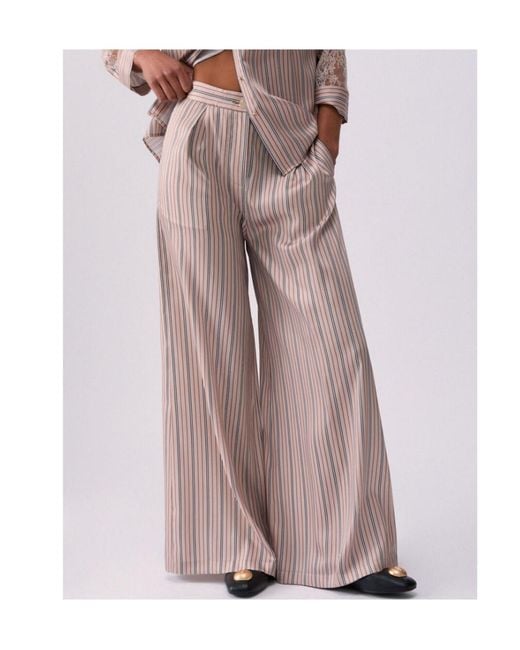 Liu Jo Natural Striped Trousers
