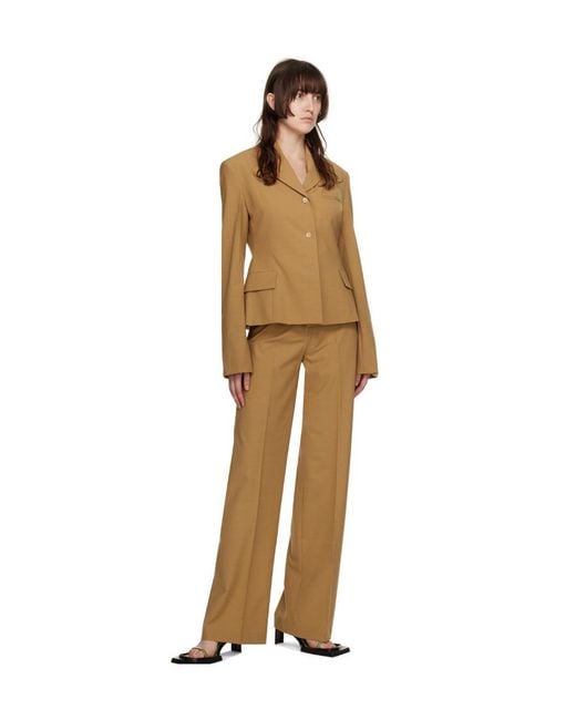 Nanushka Brown Lapel Long-Sleeved Suit Coat