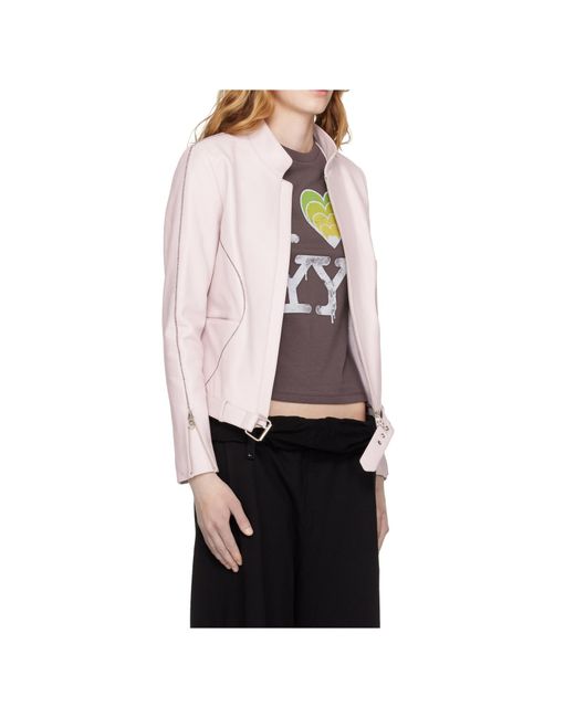 OPEN YY Pink Radius Leather Jacket