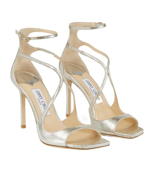 Jimmy Choo Metallic Champagne Glitter Leather Sandals