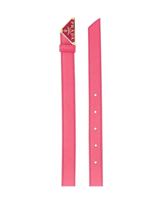 Prada Pink Logo Buckle Belt