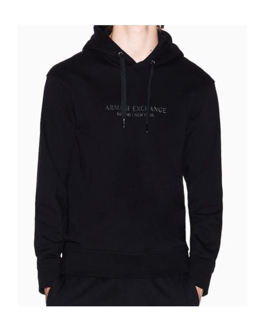 ARMANI EXCHANGE Blue Long-Sleeve Logo-Detail Hoodie for men