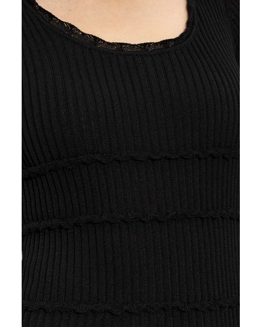 DSquared² Black Short-Sleeved Midi Ribbed Dress