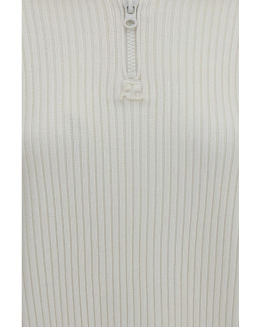 Courreges Gray Courrèges Ribbed Zip Knitted Sweater