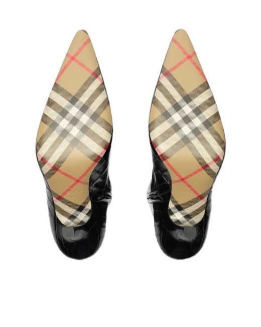 Burberry Black Crocodile-Effect Leather Dame Ankle Boots
