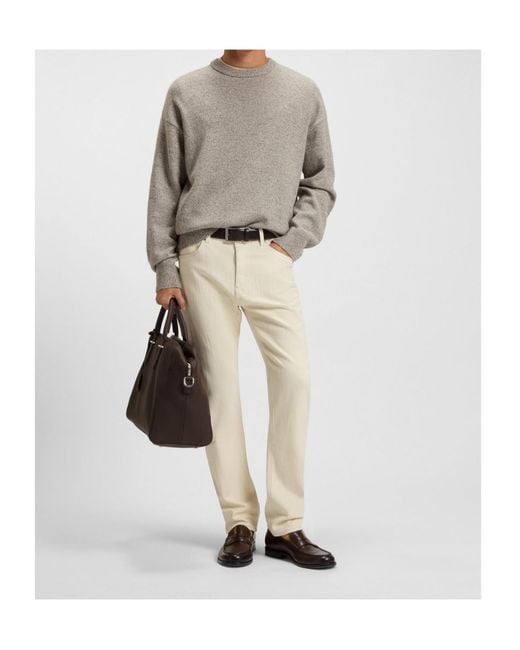 Boss Gray Speckled Wool Sweater for men