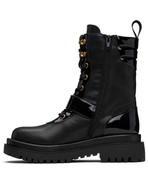 Versace Jeans Black Couture Buckled Lace-Up Boots
