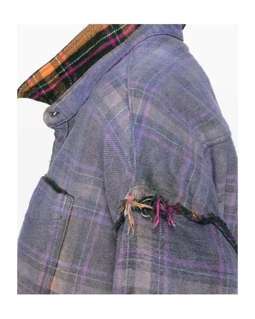 R13 Multicolor Reversible Shredded Seam Drop Neck Shirt