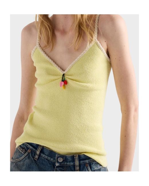 Prada Yellow Cotton Bouclé Top