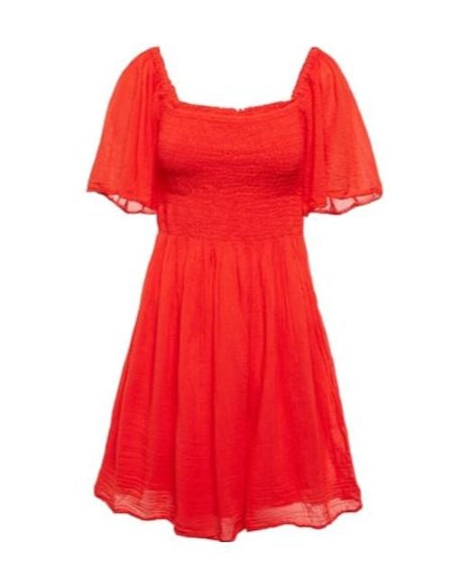 Velvet By Graham & Spencer Red Esme Cotton Gauze Minidress