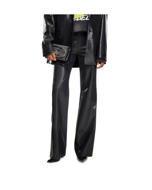 DIESEL Black P-Olaris Front Coated Pinstripe Pants