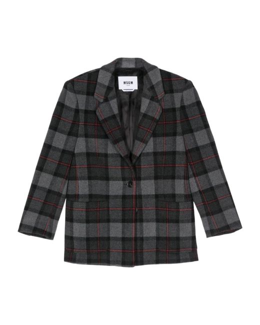 MSGM Black Checked Blazer