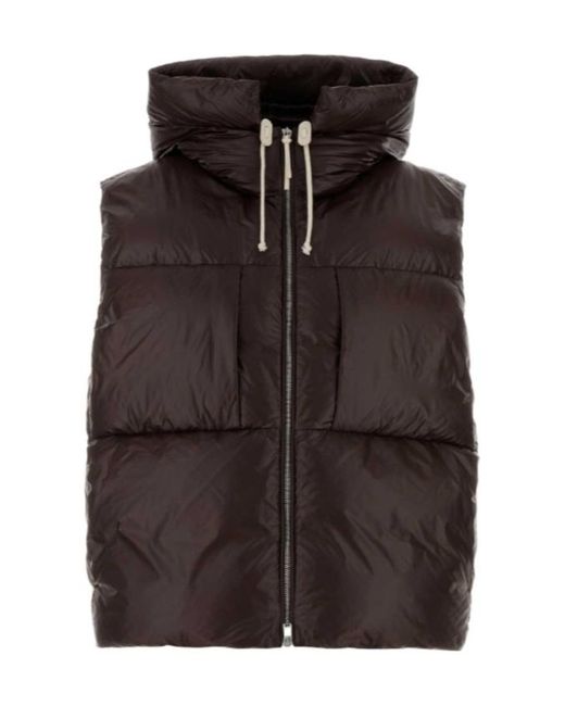 Jil Sander Brown Drawstring Zip-Up Down Jacket