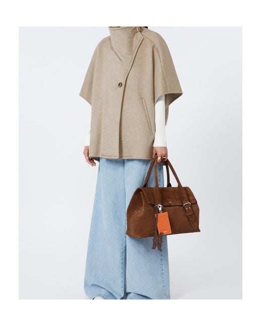 Max Mara Brown Split Leather Archetipo Handbag
