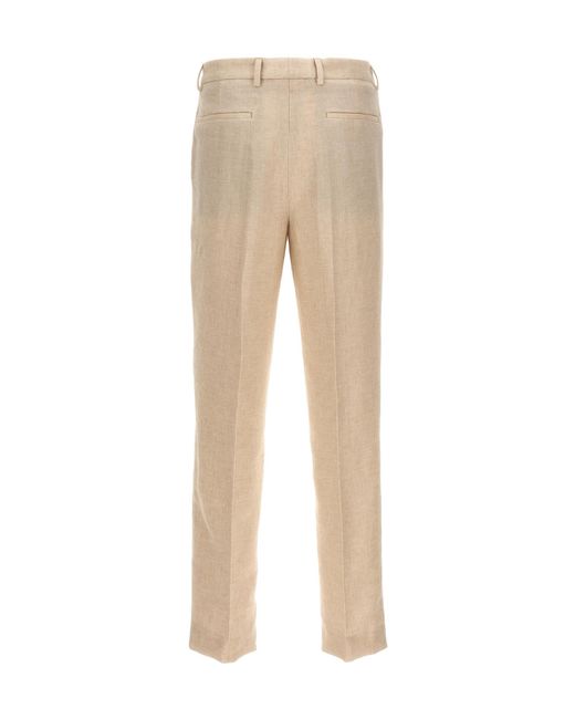 Brunello Cucinelli Natural Pleat-Detailing Tailored Trousers for men