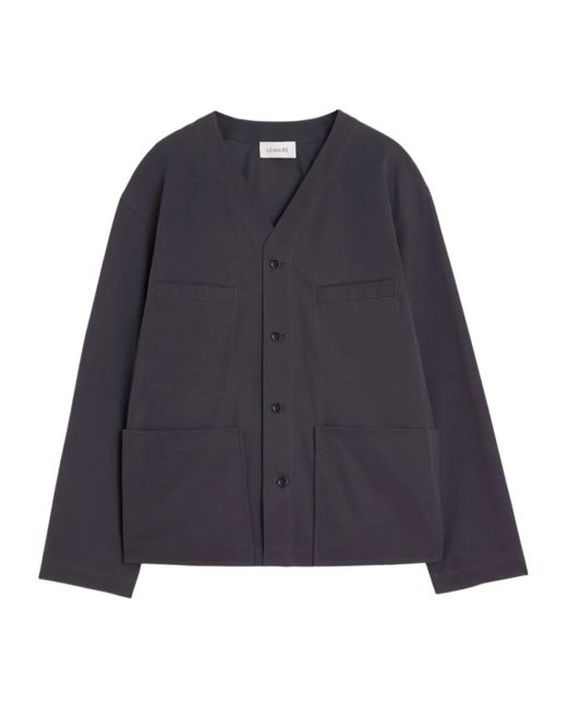Lemaire Blue Collarless Overshirt for men