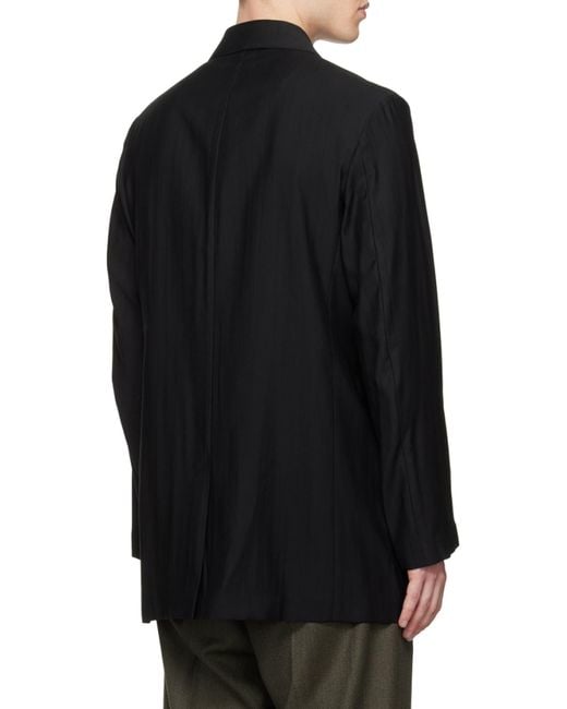 Our Legacy Black Long-Sleeved Double-Breasted Blazer for men