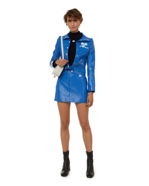 Courreges Blue Courrèges Vinyl Straight Hem Cropped Jacket